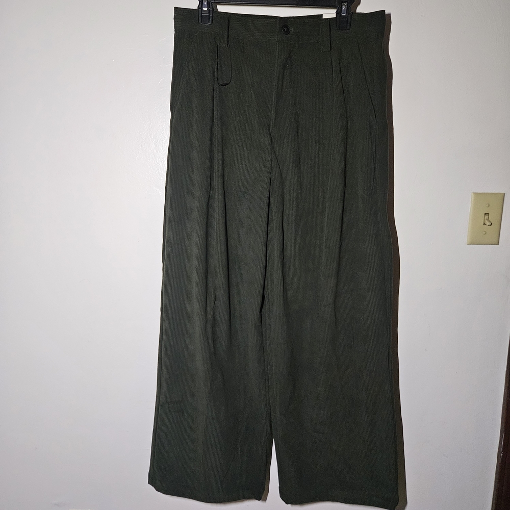 Zara Pleated Wide-Leg Corduroy Trousers